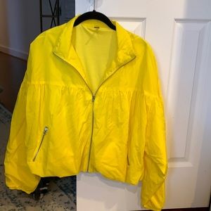 Yellow bubble sleeve bomber jacket free people size Small